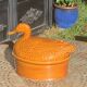 Duck, slip, glazed ceramic terrine, brown, vintage