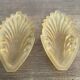 Pair of Art Deco wall lights in brass and moulded glass.