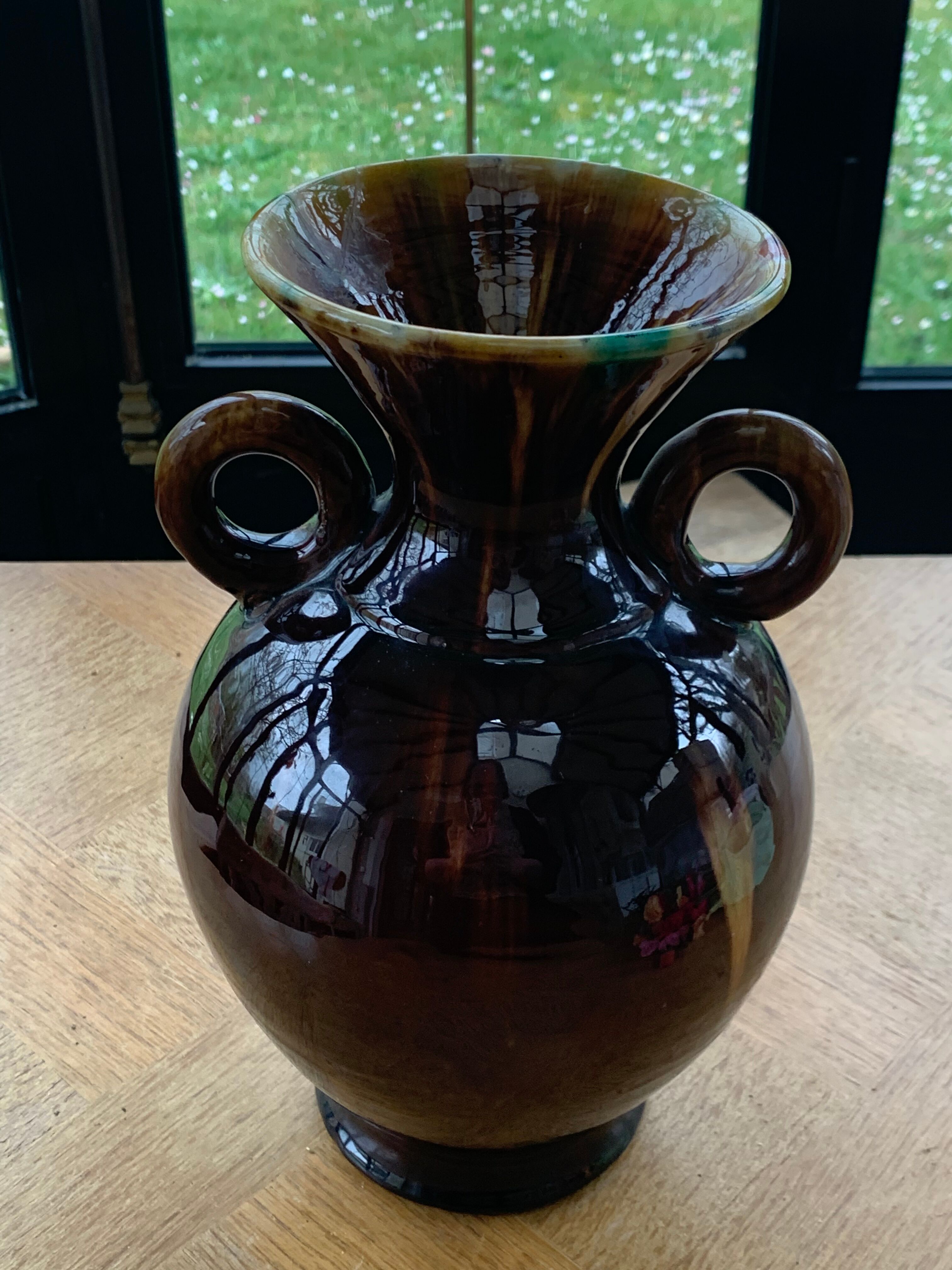 Amphora vase in glazed ceramic vallauris sign E.Covain vintage