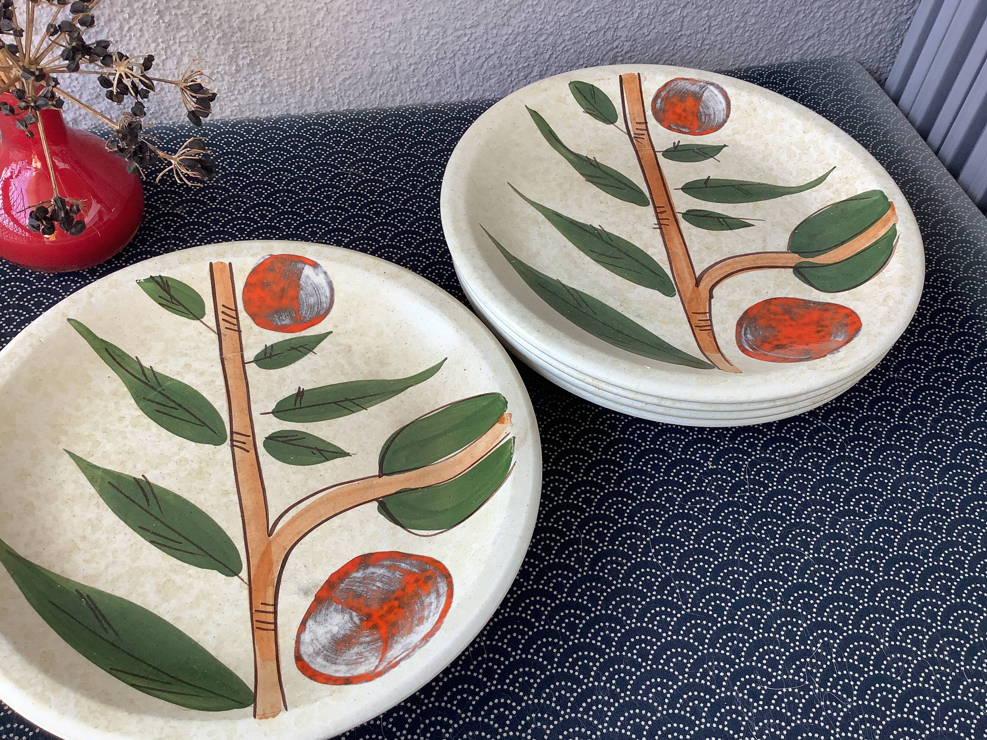 6 ceramic plates, Terragona model, San Marciano, Italy, 1970