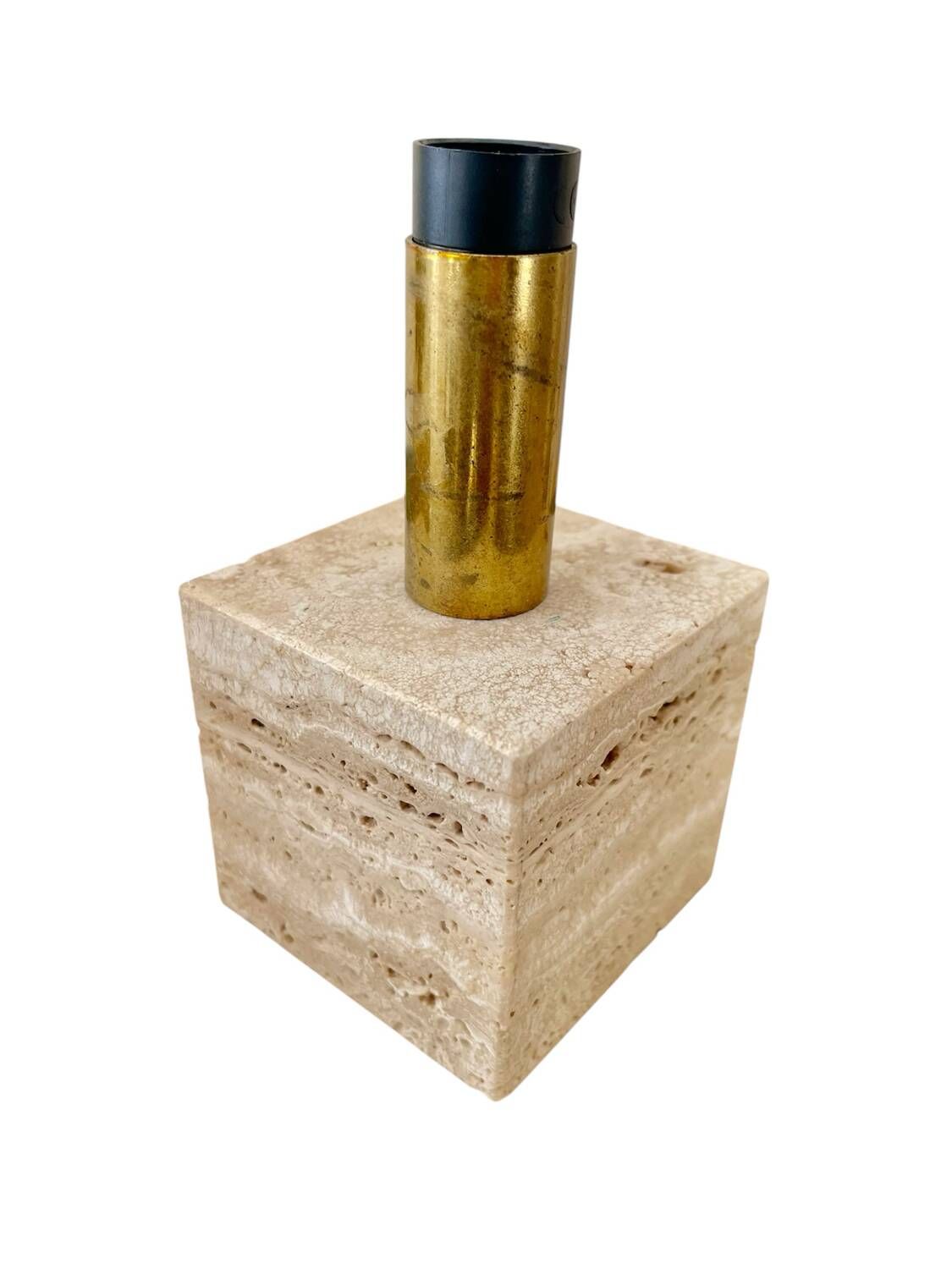 Cerri Nestore pair of travertine marble lamps, Italy 1970