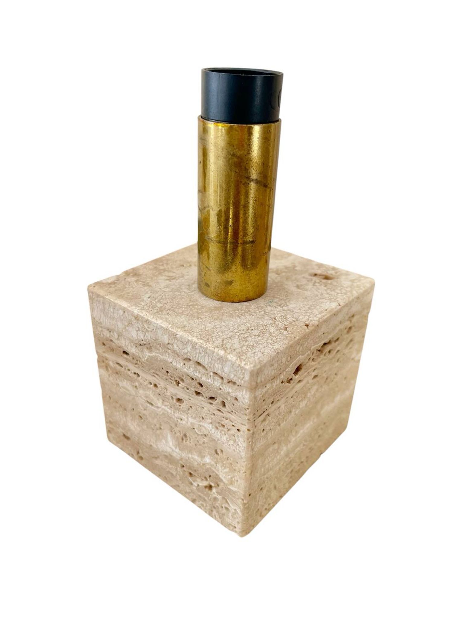 Cerri Nestore pair of travertine marble lamps, Italy 1970