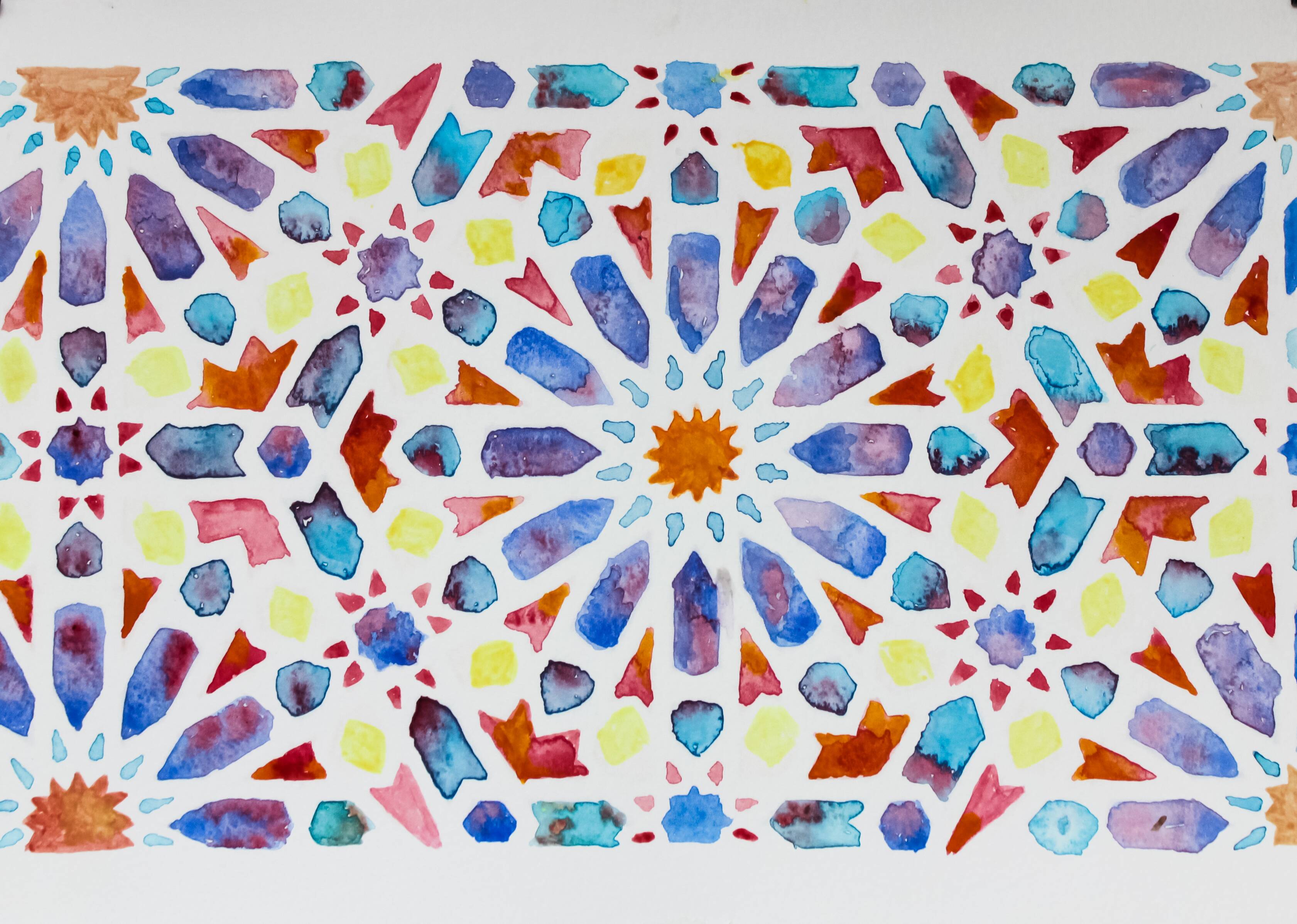 Original acuarela azulejo arabe. Arabic azulejo tile.