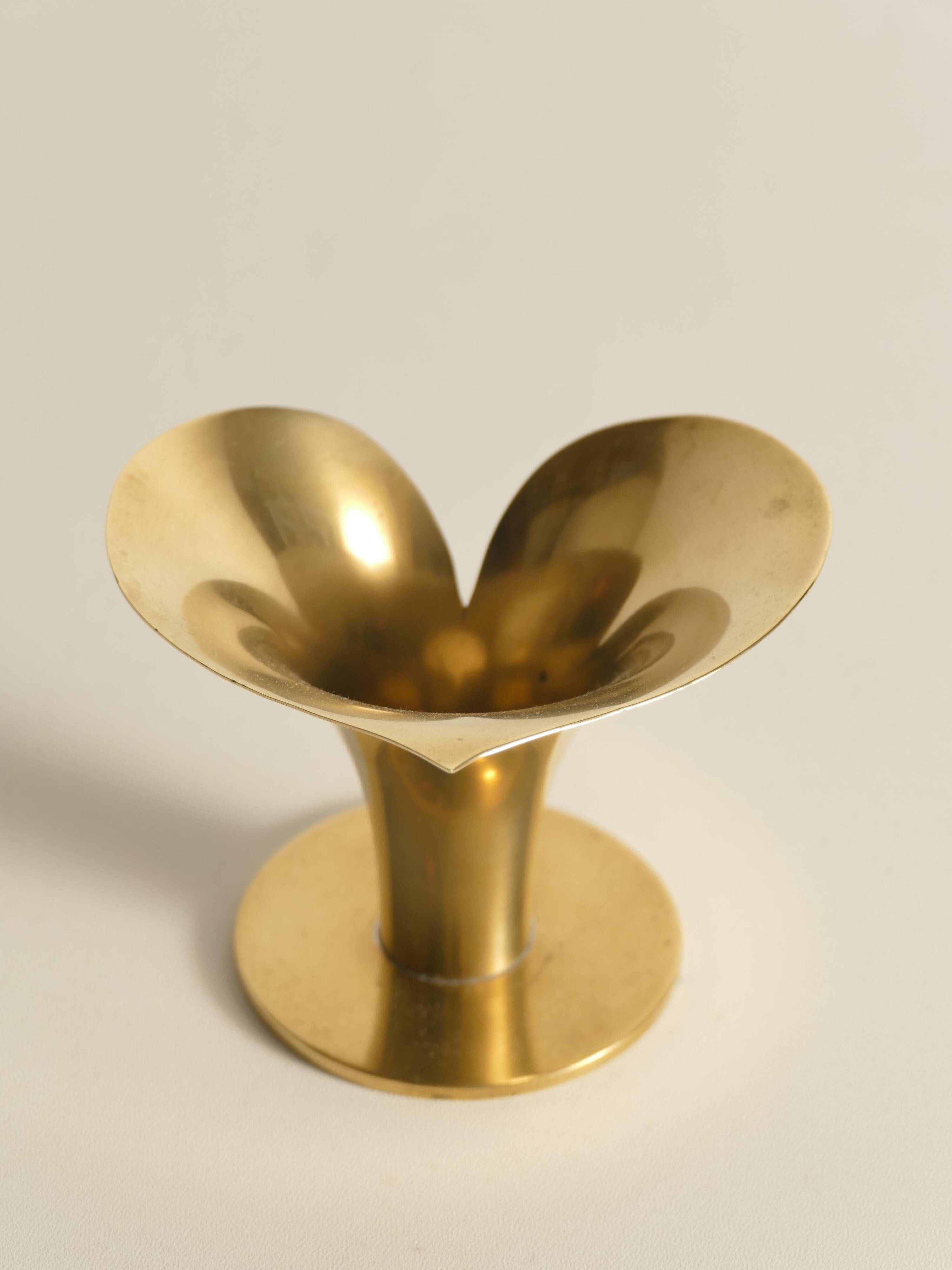 Art Deco Brass Calla Lily Candle Holder by Carl-Einar Borgström for Ystad-Metall