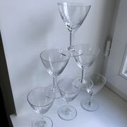 Lot 6 crystal wine glasses engraved 50s