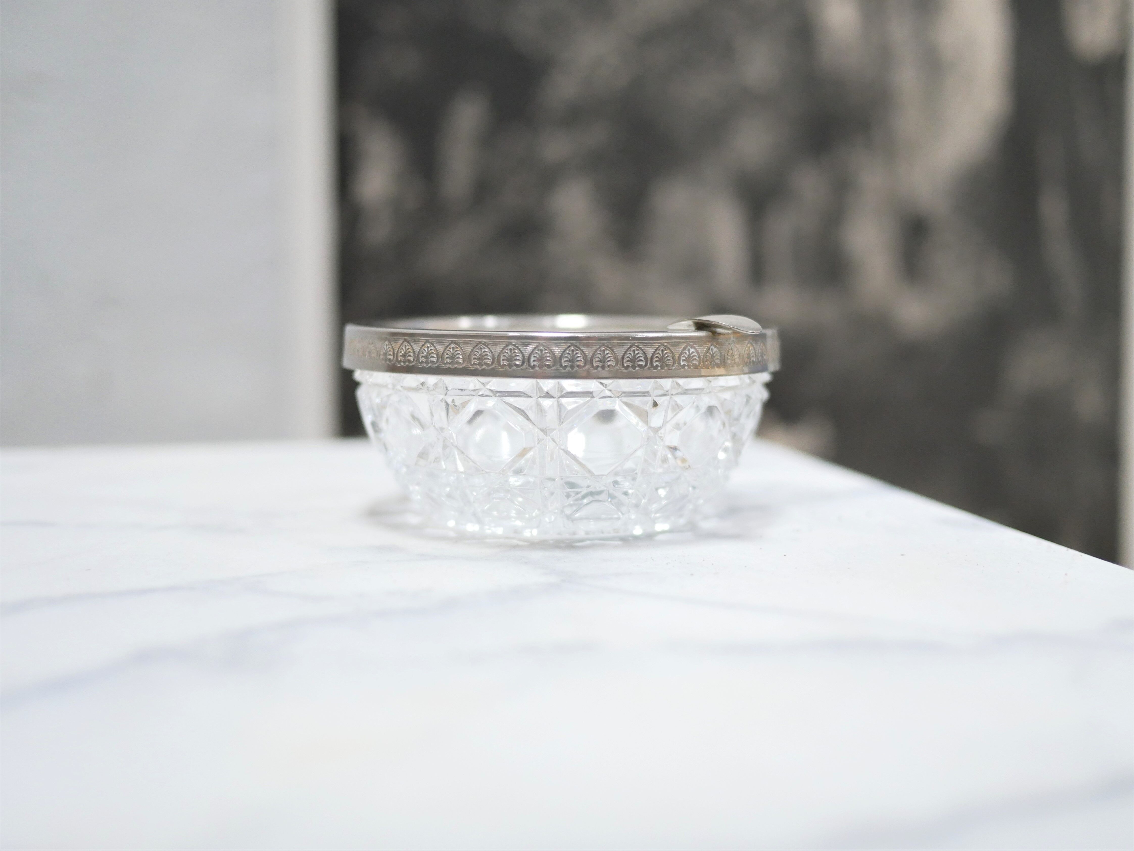Vintage ashtray in crystal and silver metal
