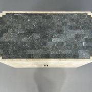 Vintage sideboard in stone and brass marquetry, 1980s