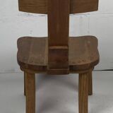 Brutalist oak low chair or children's chair, Dutch 1970s