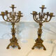 Pair of church candelabra - 19th century - in bronze and brass, 5 lights / c