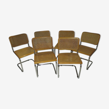 Suite 6 chaises cesca b32 Marcel Breuer vintage 1970/1980