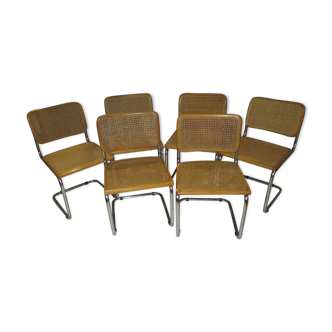 Suite 6 chaises cesca b32 Marcel Breuer vintage 1970/1980