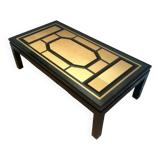 Beautiful coffee table lacquered in black, eggshell and blue