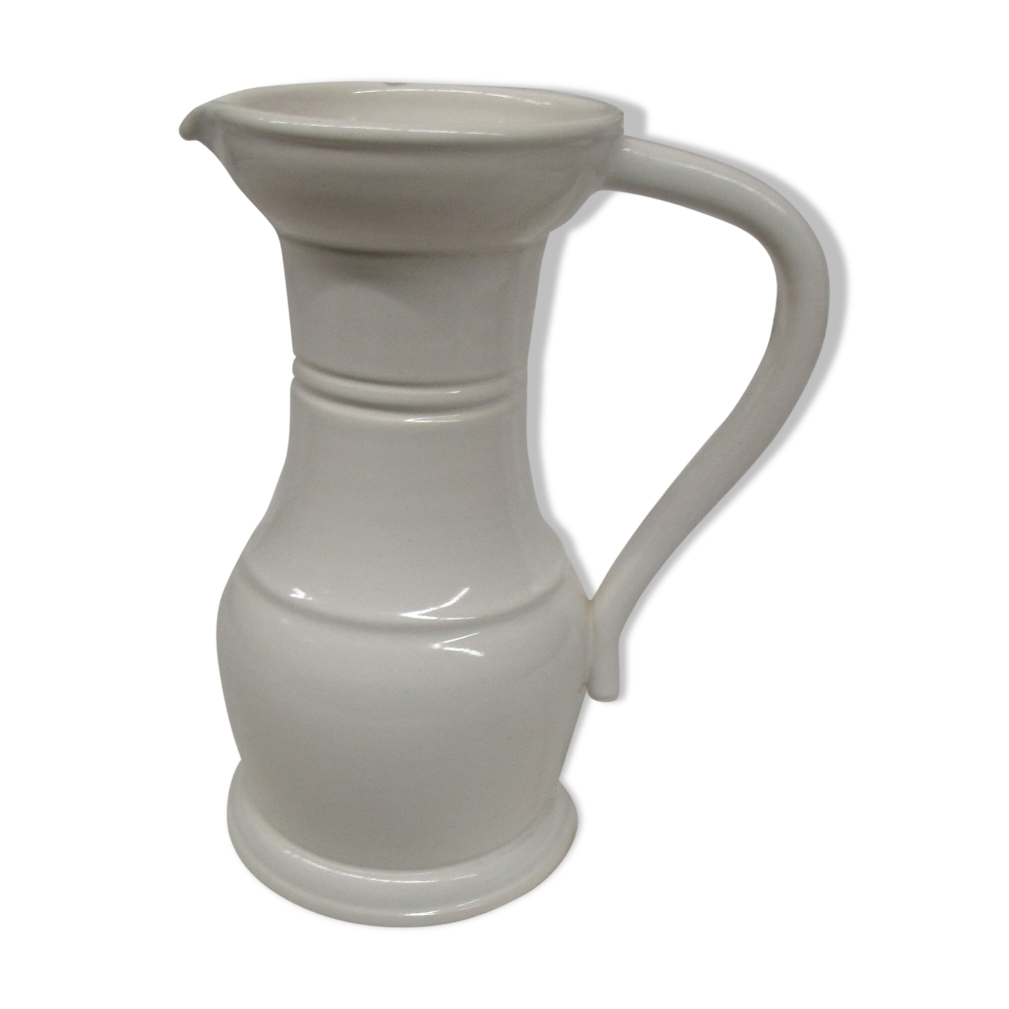 Pitcher ceramic white pitcher signed San pol