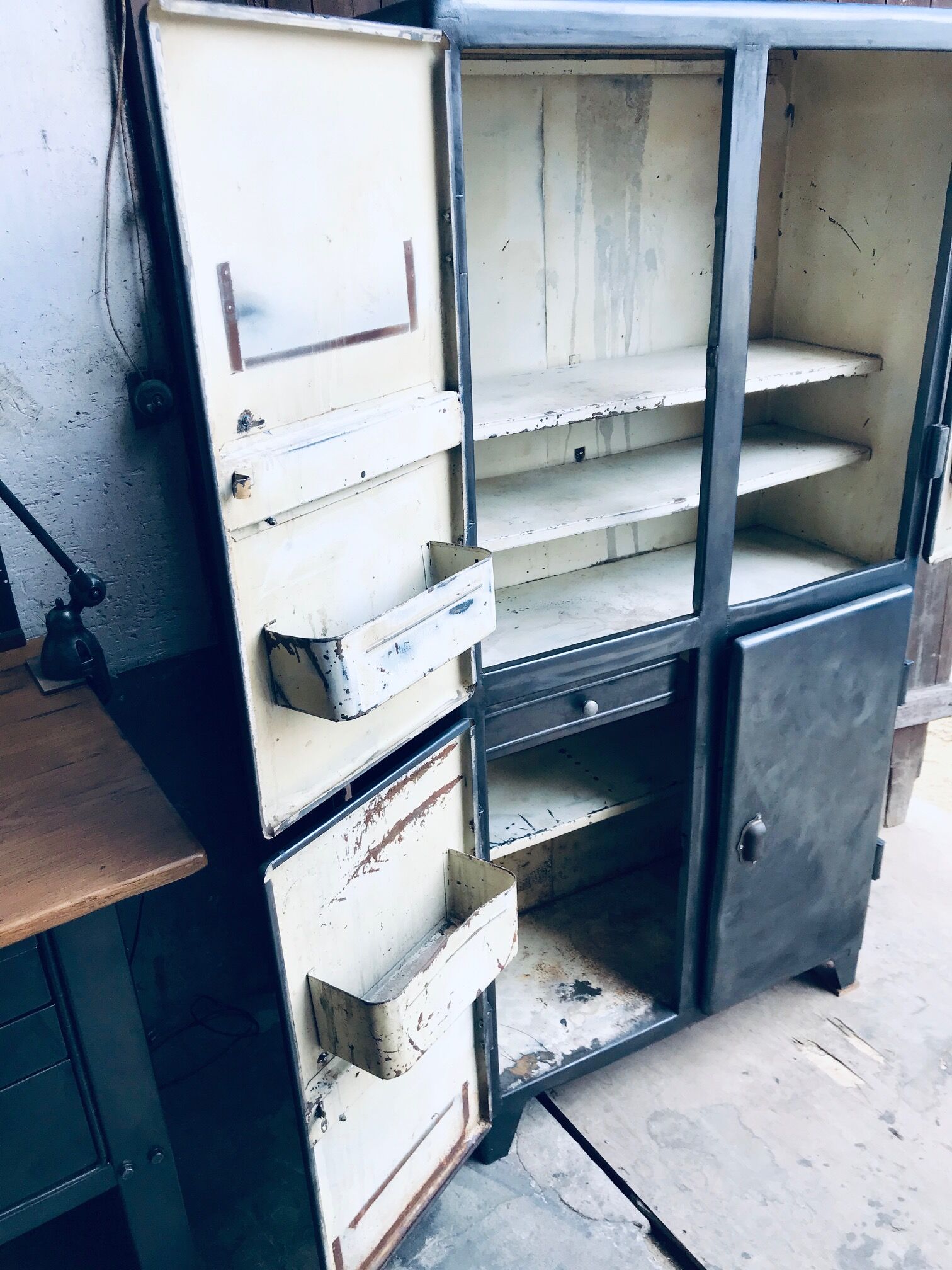 Rounded metal cabinet