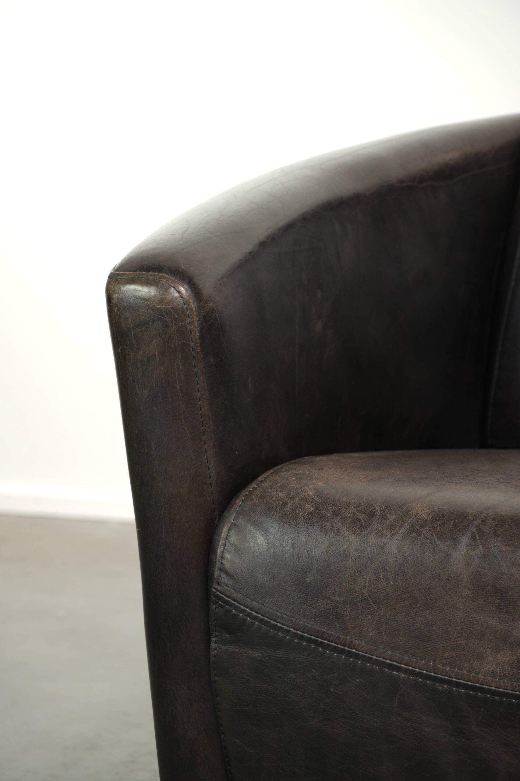 Ensemble vintage de 2 fauteuils en cuir de vachette au design Aviateur.