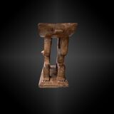 Seat featuring a caryatid couple ashanti culture, ghana