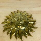 Vintage solid brass sun wall sculpture