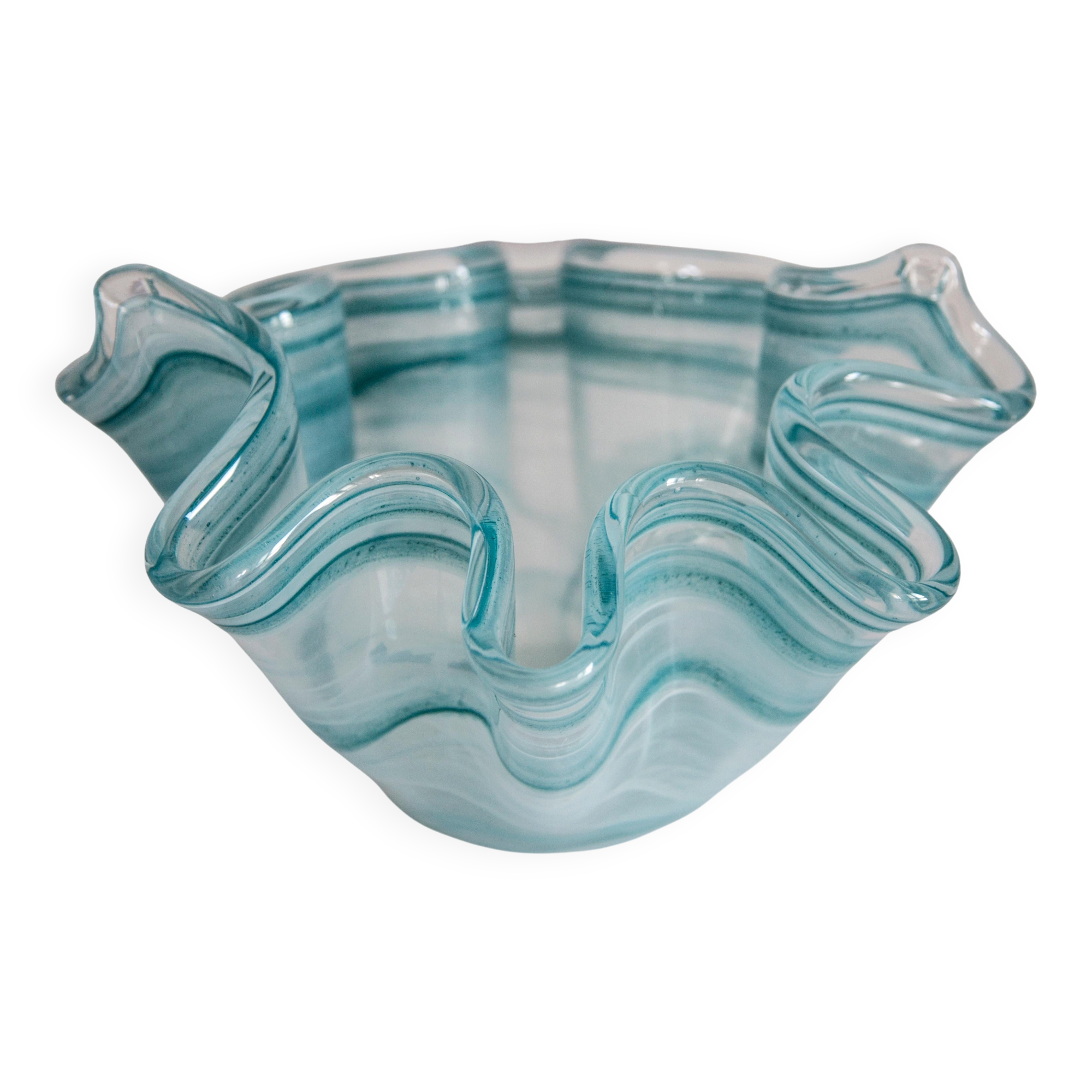 Large Murano glass bowl, mid-century style, Italy, 2000s.