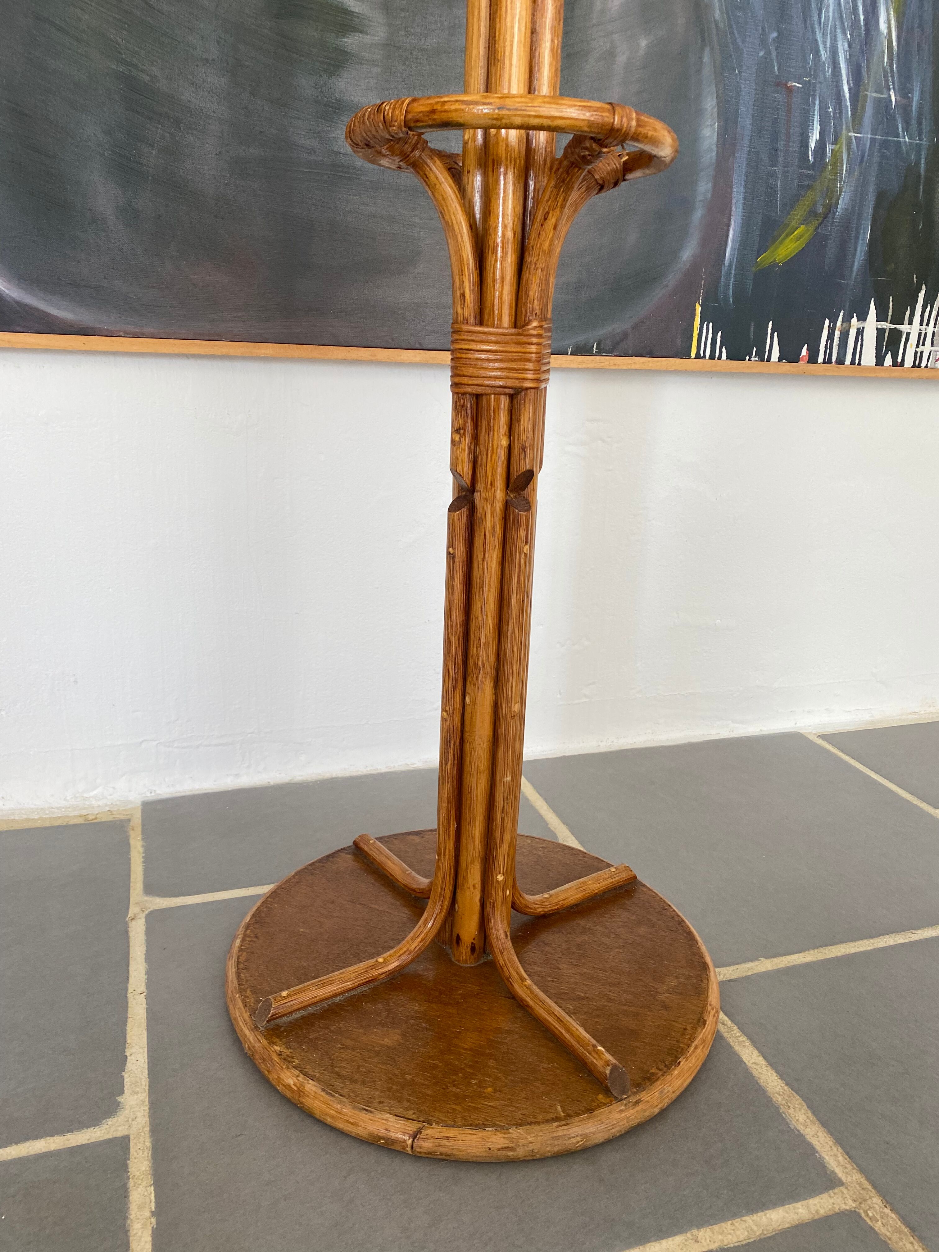 Vintage rattan parrot coat rack