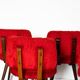 Set of 5 wooden chairs with red Pelfran moumoute