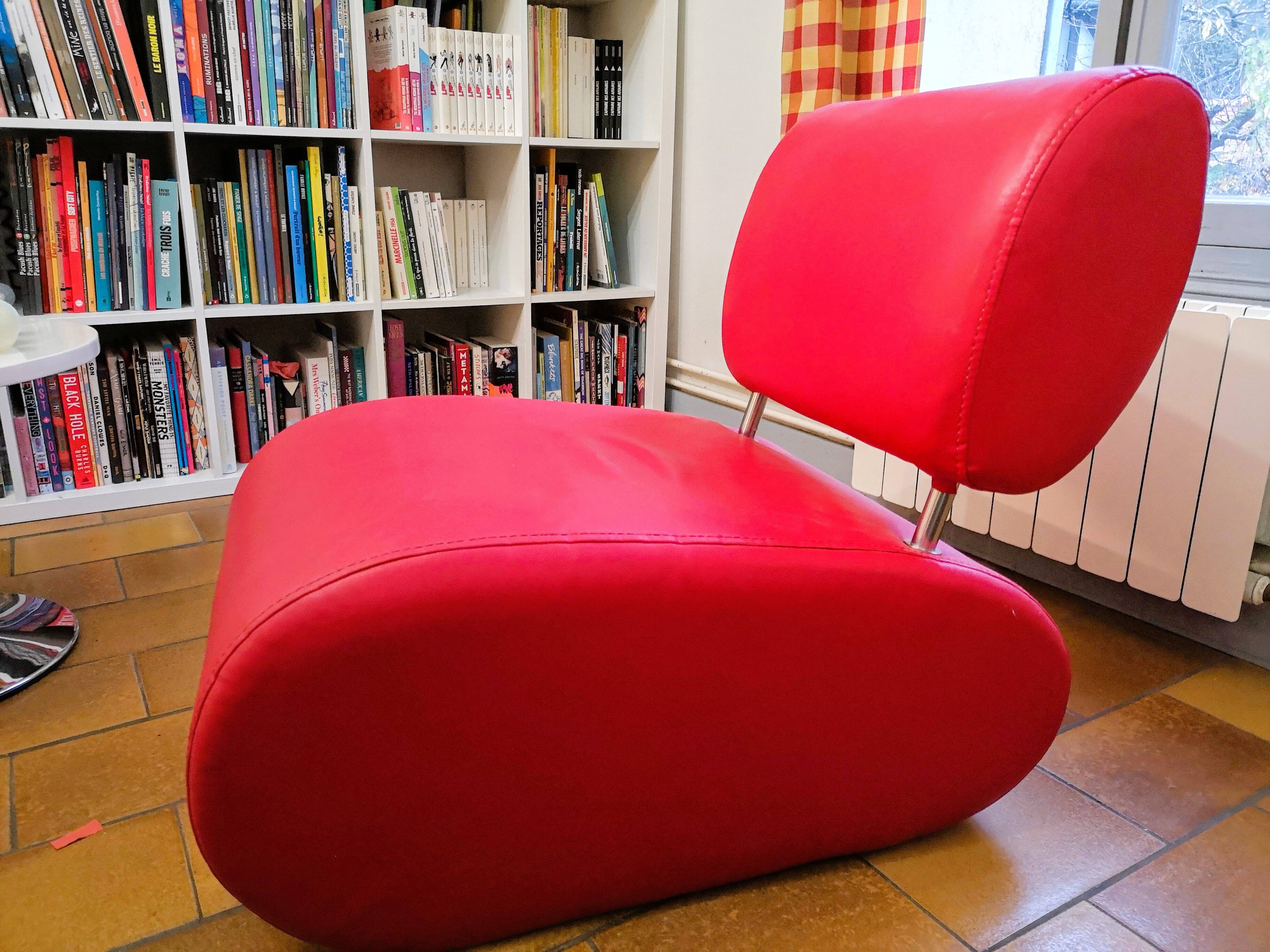 red designer armchair