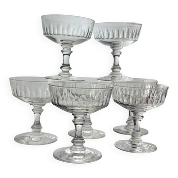 7 crystal champagne coupes from the 1950s