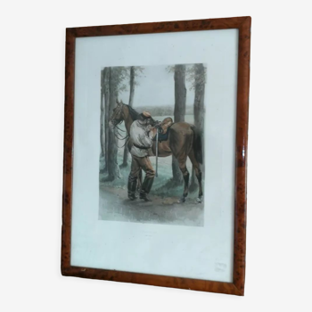 The cuirassier engraving militaria armed by Detaille nineteenth century framed