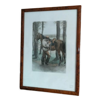 The cuirassier engraving militaria armed by Detaille nineteenth century framed