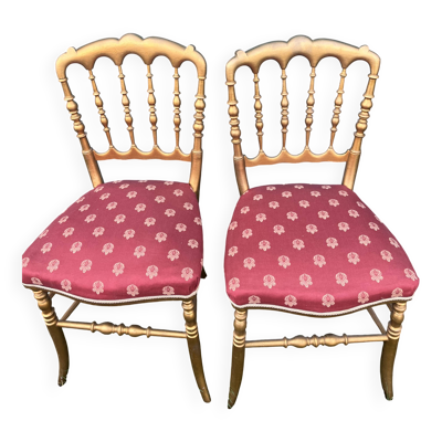Paire de chaises Napoléon III dorées