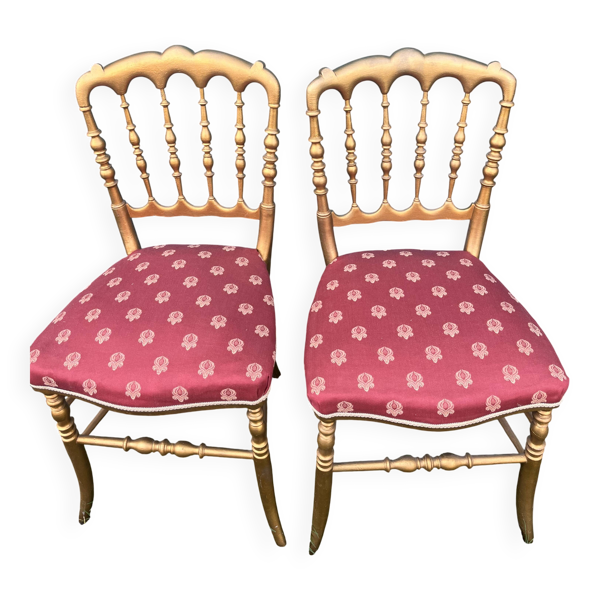 Paire de chaises Napoléon III dorées
