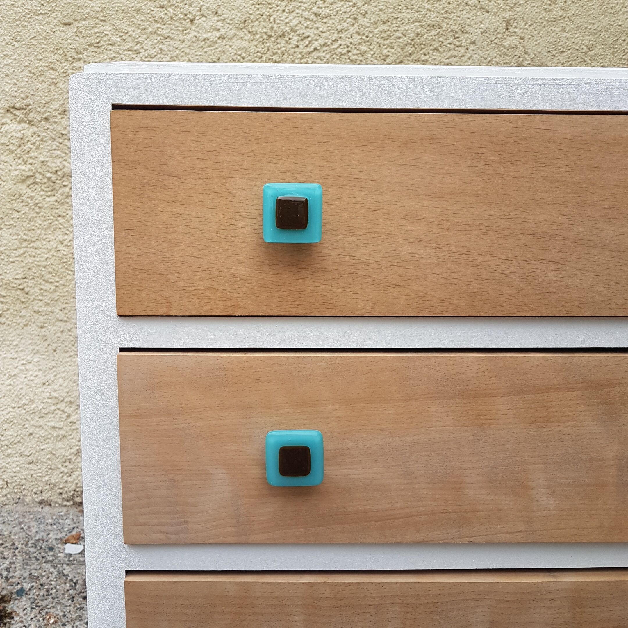 Large chest of drawers vintage wood white year 50