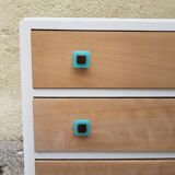 Large chest of drawers vintage wood white year 50