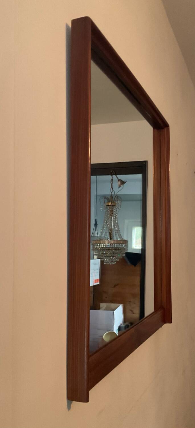 Miroir scandinave en teck années 60-70