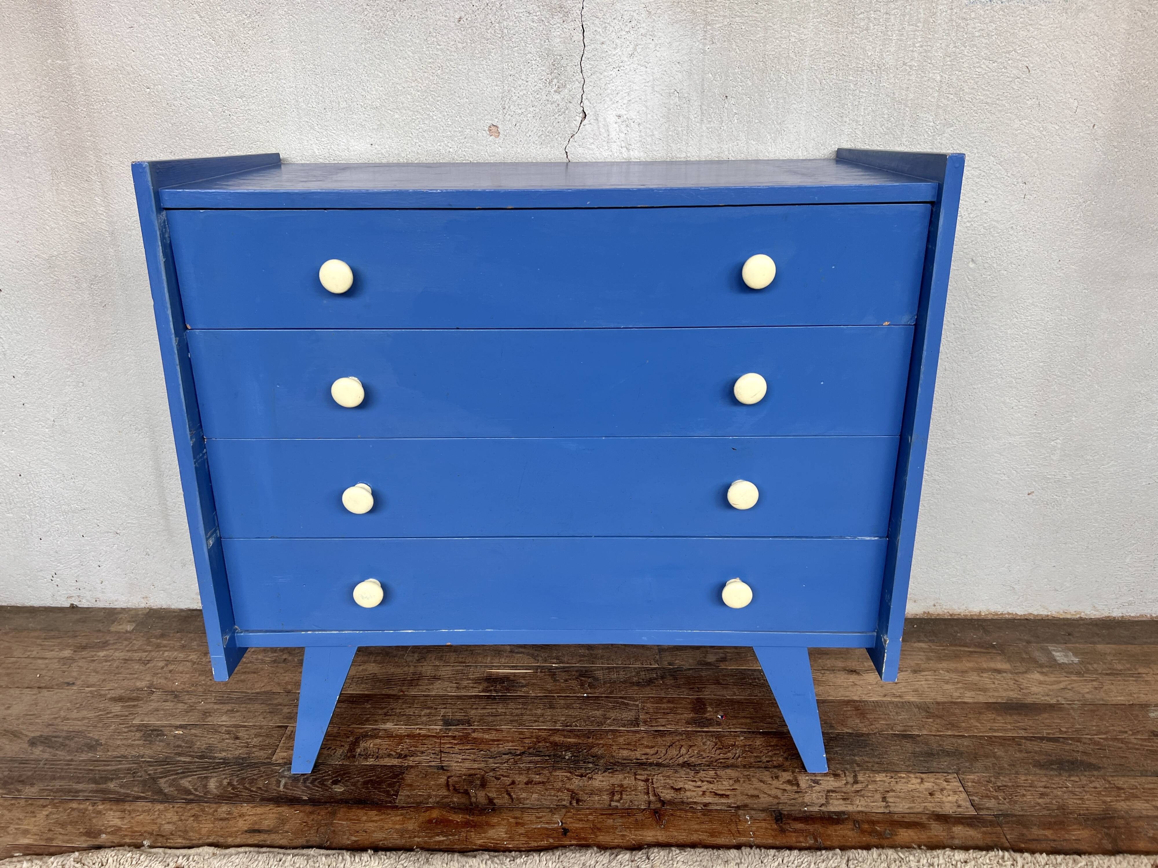 Commode semainier vintage ragpicker electric blue 1950