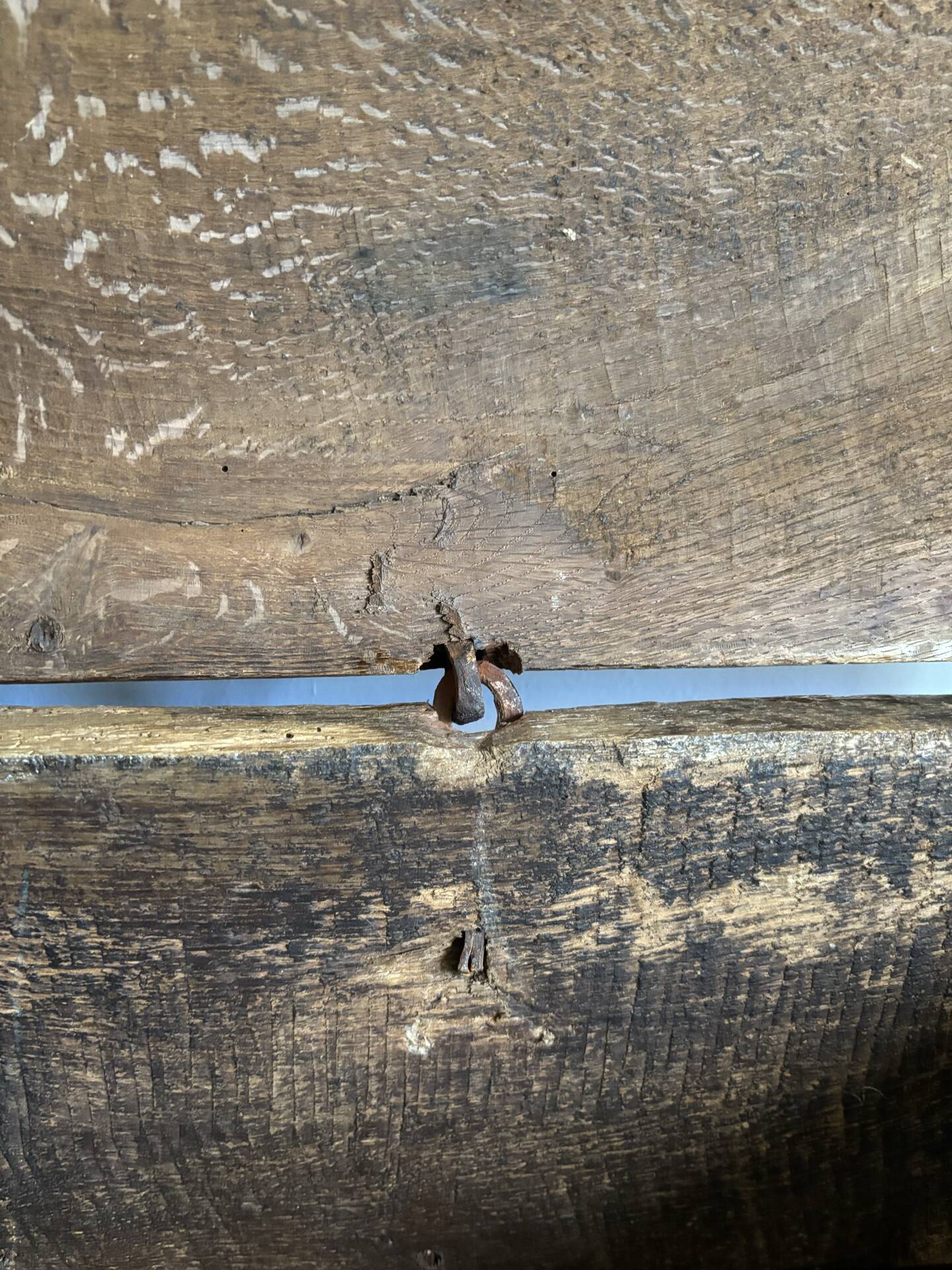 Antique oak chest from the 17th to 18th century.