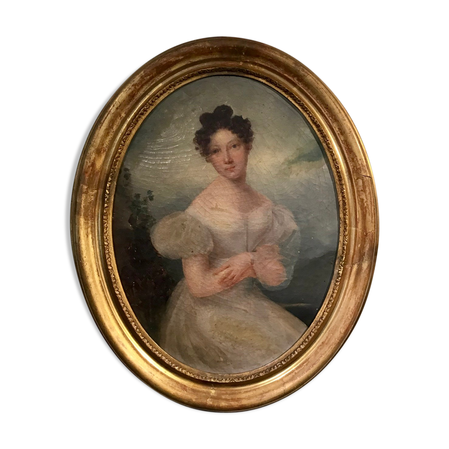 Portrait of woman in white dress, 19th century