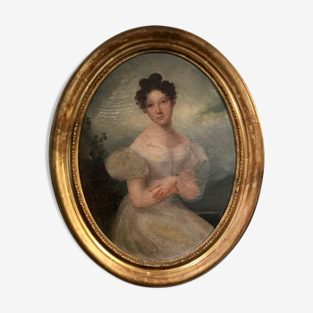 Portrait de femme à la robe blanche, XIX siècle