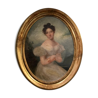 Portrait of woman in white dress, 19th century