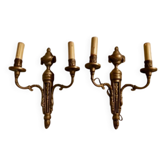 Pair of bronze wall sconces