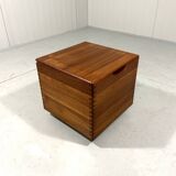 Salin Nyborg teak storage box side table on wheels, Denmark 1960’s