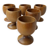 6 wooden egg cups