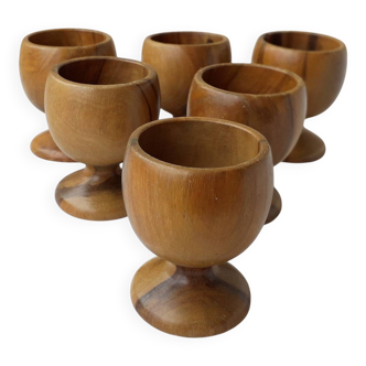 6 wooden egg cups