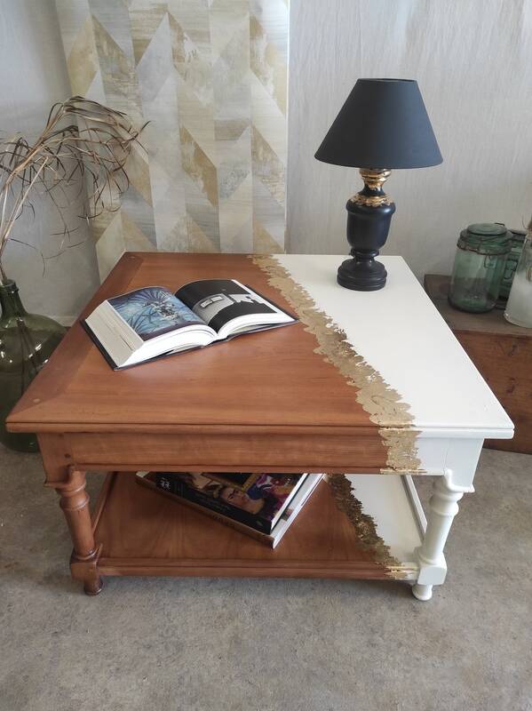 White and gold leaf coffee table