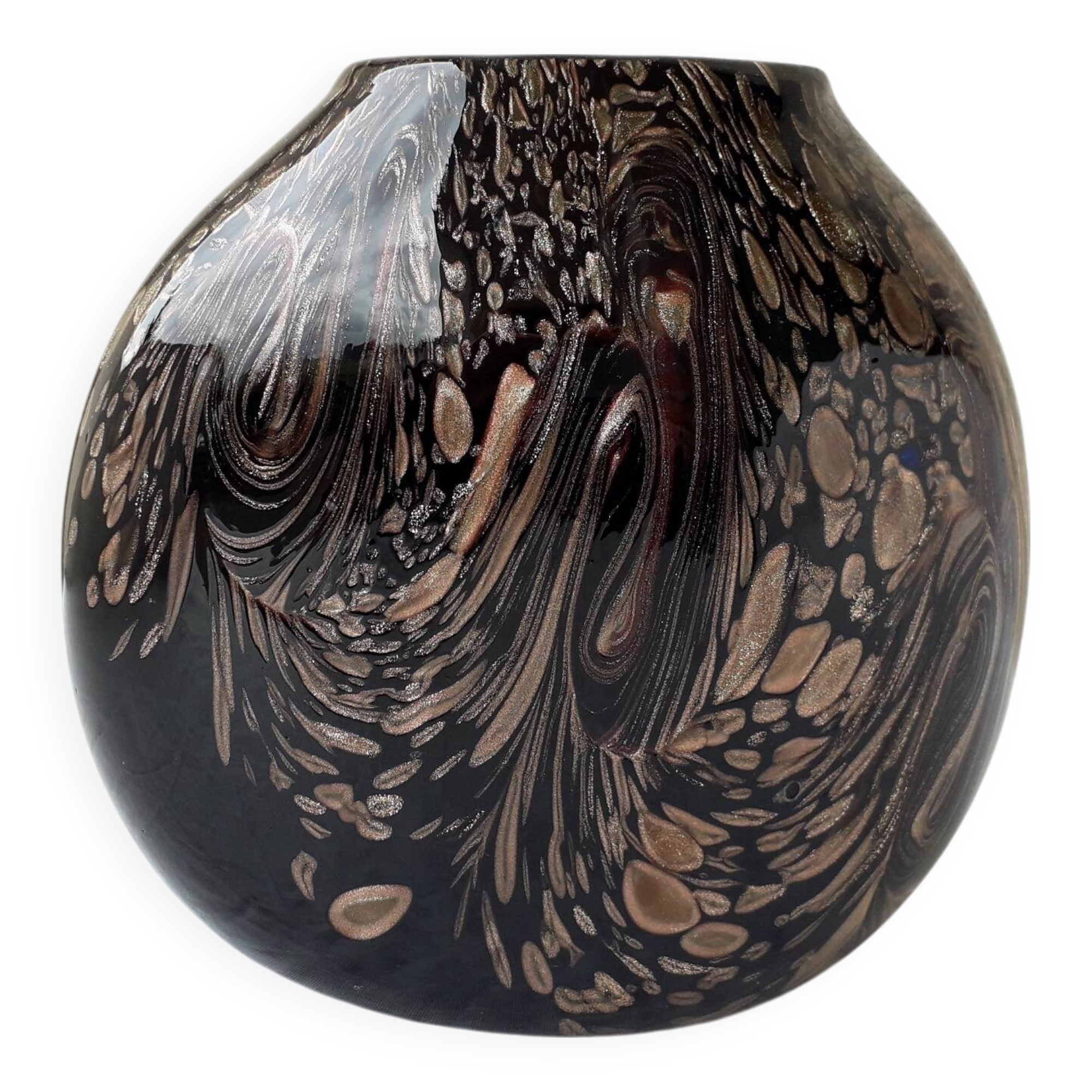 Nason glass vase with metal inclusions