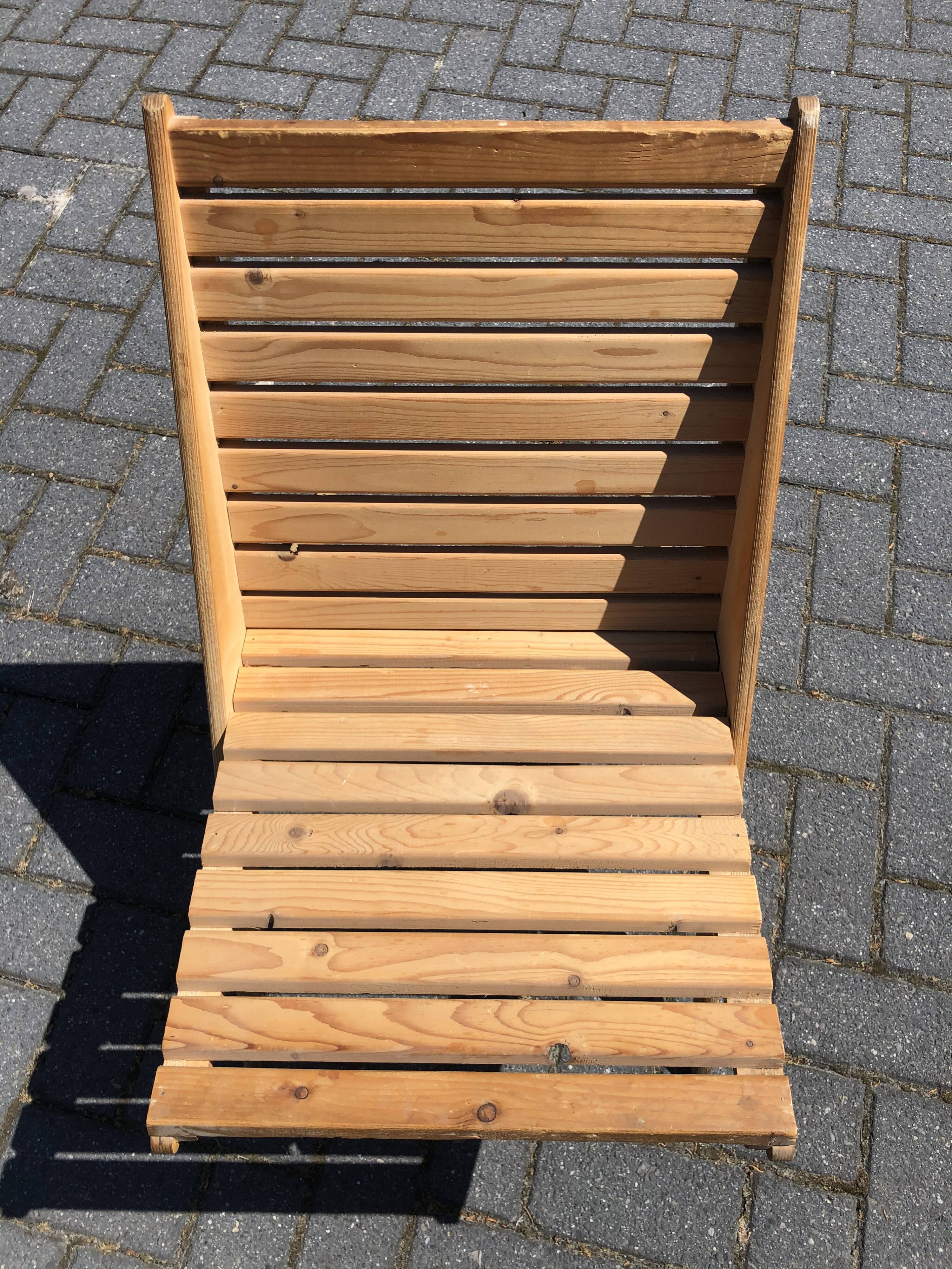 Wooden garden chair folding from the 70s in the Netherlands