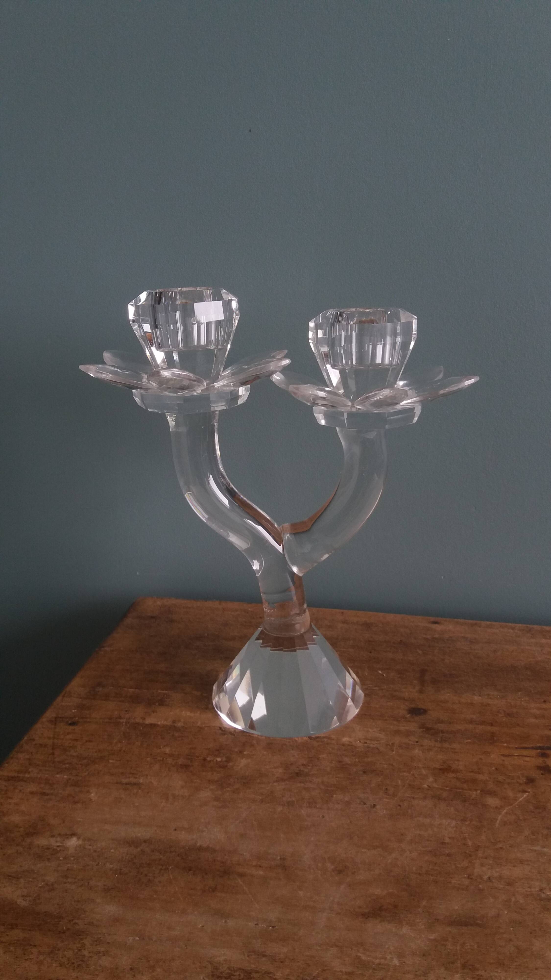 Chandelier candle holder flower in handcrafted cut crystal
