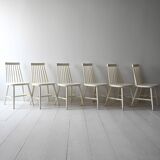 Set of 6 White Pinstolar Chairs