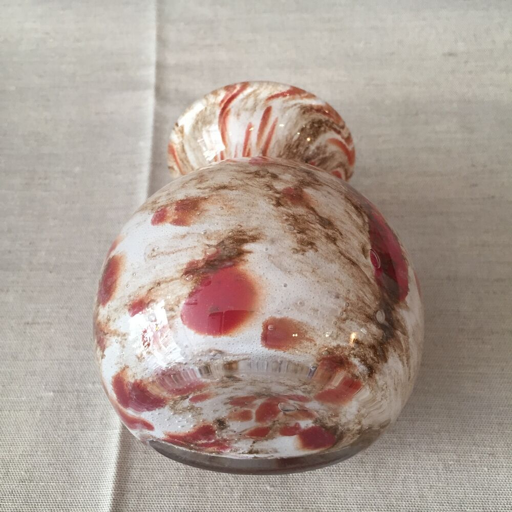 Vase made of glass paste of red beige and brown color