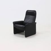 Fauteuil de salon DS50 en cuir noir par De Sede Suisse années 1980