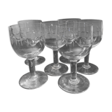 6 wine or water glasses in cut glass